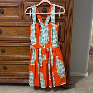 HUNTER BELL Vibrant Orange and Teal Dress
